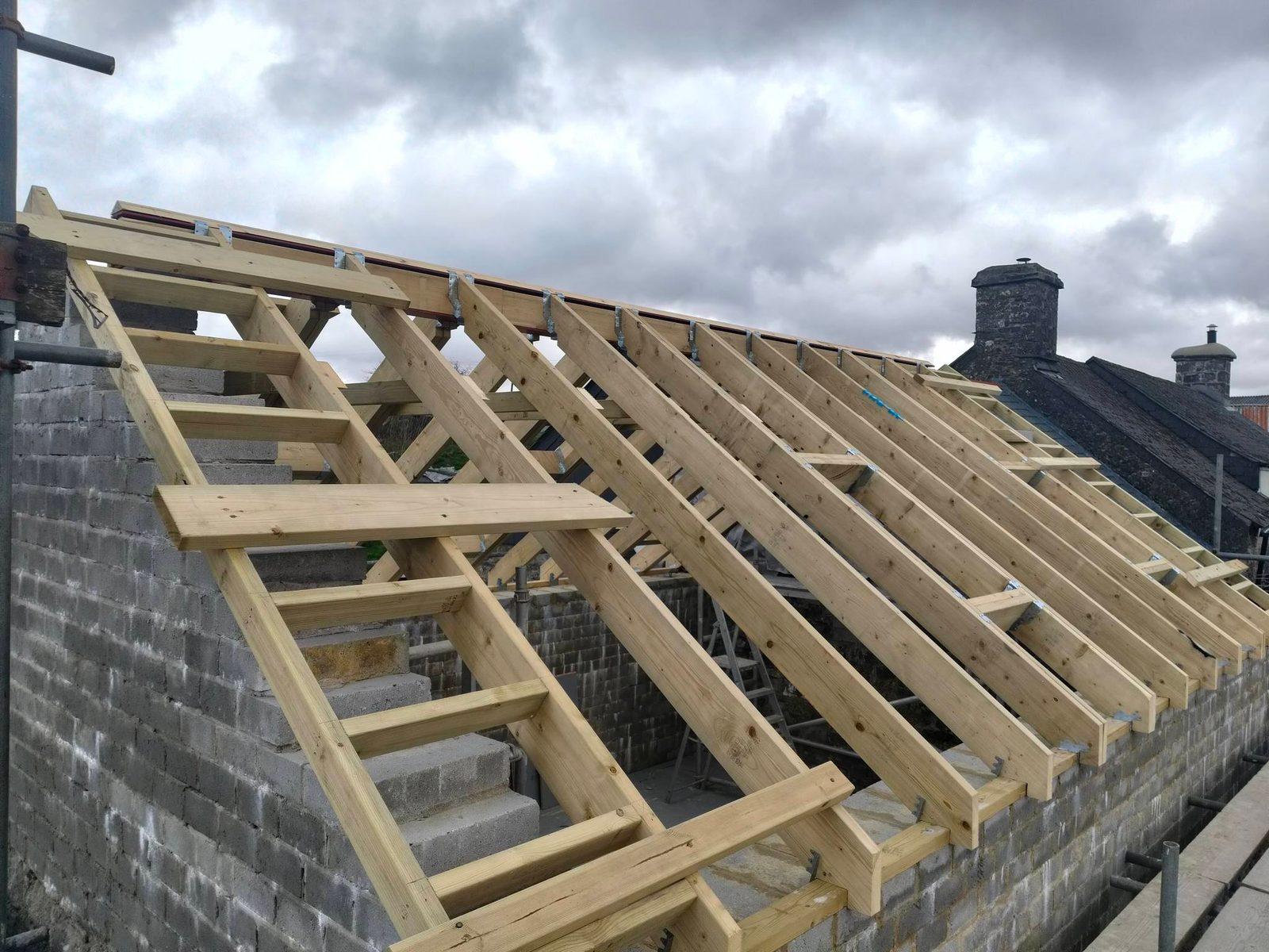 New timber roof carcass on a stone building