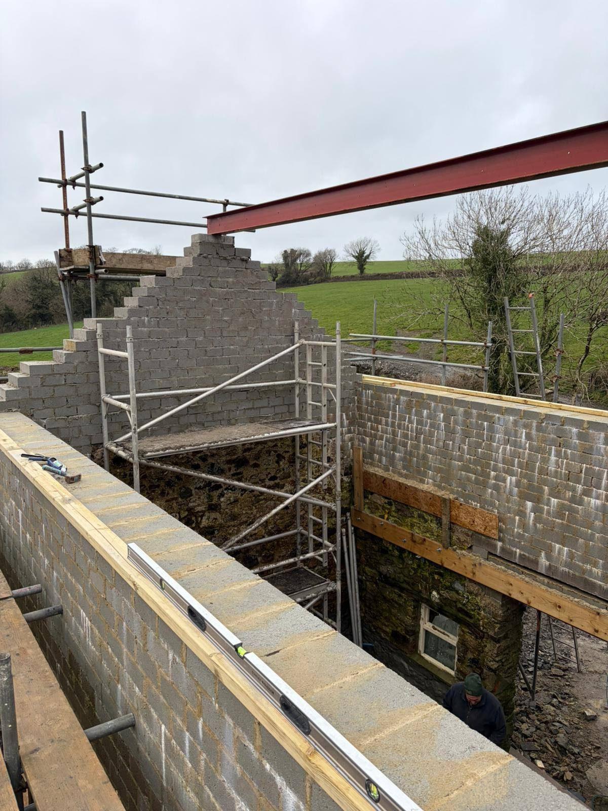 Steel beam and blockwork structural steelwork by Clifford Building Contractors